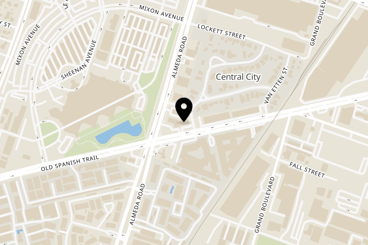 Map showing the location of Gyro Hut Medical Center on 2807 Old Spanish Trl in Houston