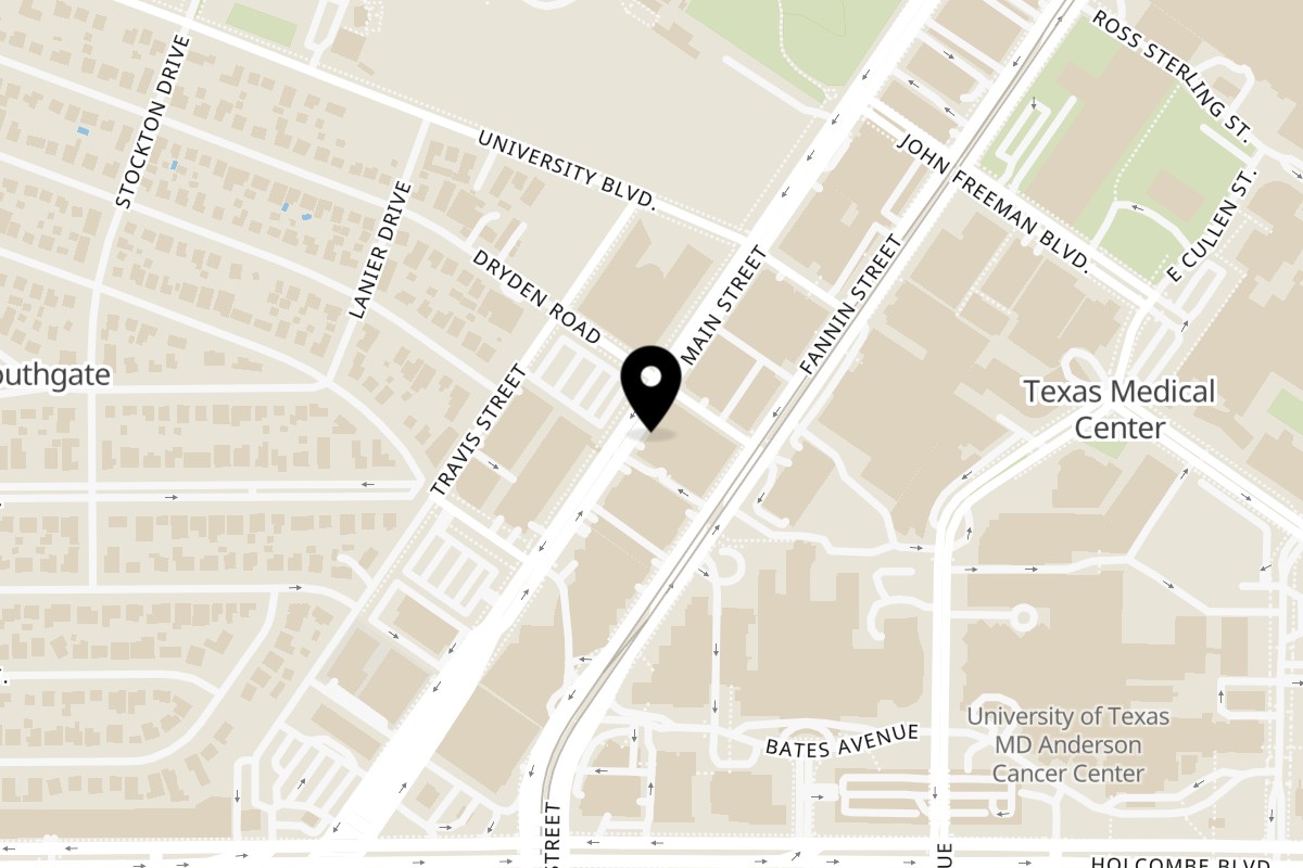Map showing the location of Gyro Hut Main Street on 6609 Main St in Houston