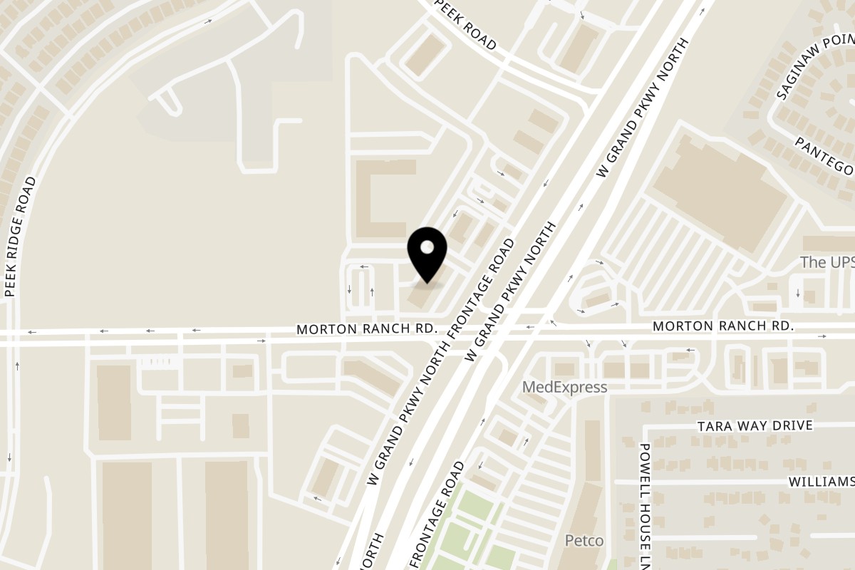 Map showing the location of Gyro Hut Morton Ranch on 3011 W Grand Pkwy N Suit 600 in Katy